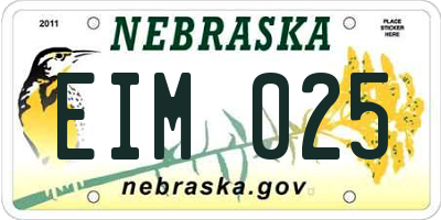 NE license plate EIM025