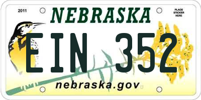 NE license plate EIN352