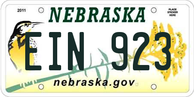 NE license plate EIN923