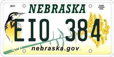 NE license plate EIO384