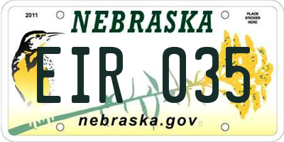 NE license plate EIR035
