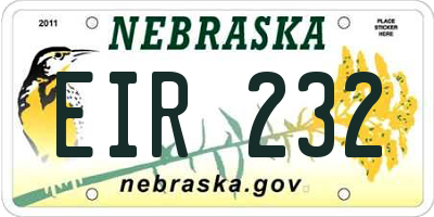 NE license plate EIR232