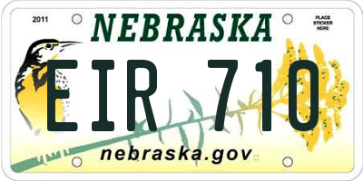 NE license plate EIR710