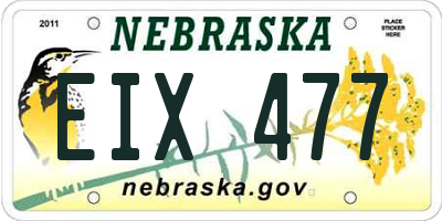 NE license plate EIX477