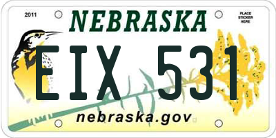 NE license plate EIX531