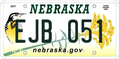 NE license plate EJB051