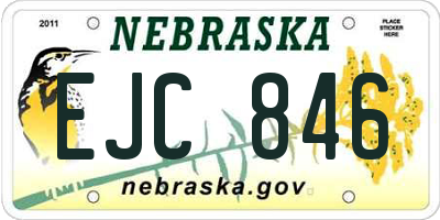 NE license plate EJC846