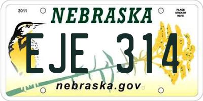 NE license plate EJE314