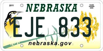 NE license plate EJE833