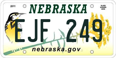 NE license plate EJF249