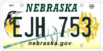 NE license plate EJH753