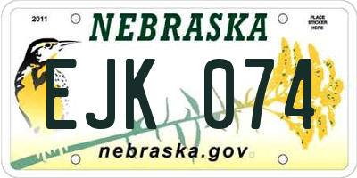 NE license plate EJK074