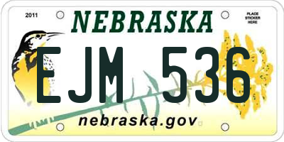 NE license plate EJM536