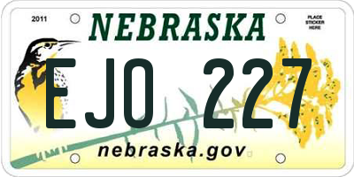 NE license plate EJO227