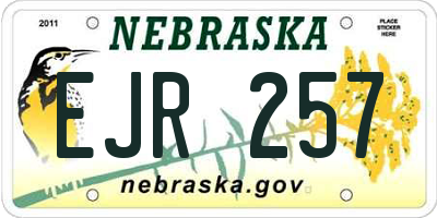 NE license plate EJR257