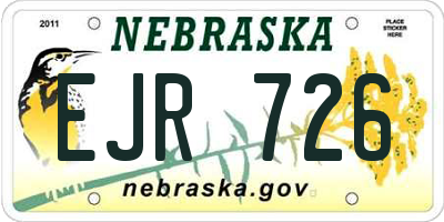 NE license plate EJR726