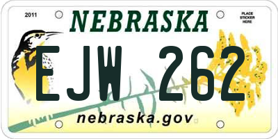 NE license plate EJW262
