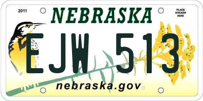 NE license plate EJW513