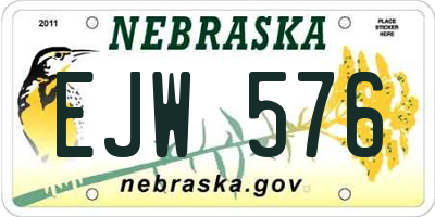 NE license plate EJW576
