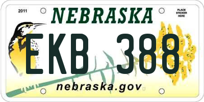 NE license plate EKB388