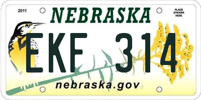 NE license plate EKF314