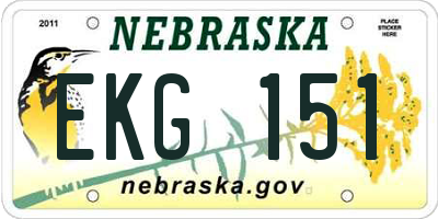 NE license plate EKG151