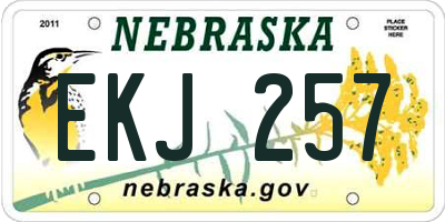 NE license plate EKJ257