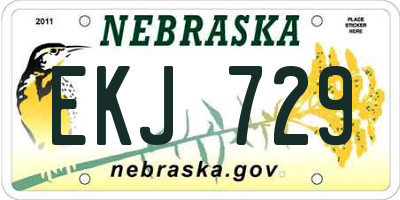 NE license plate EKJ729