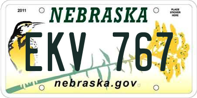 NE license plate EKV767