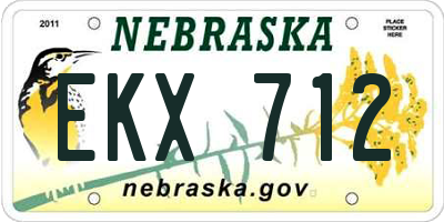 NE license plate EKX712