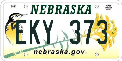 NE license plate EKY373
