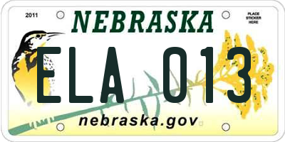 NE license plate ELA013
