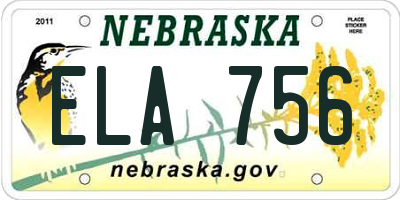 NE license plate ELA756