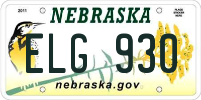 NE license plate ELG930