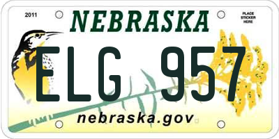 NE license plate ELG957