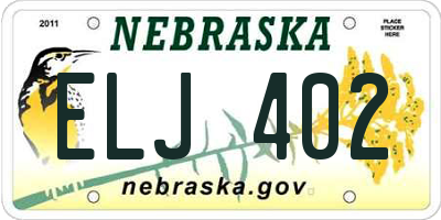 NE license plate ELJ402