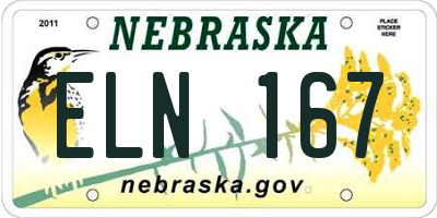 NE license plate ELN167