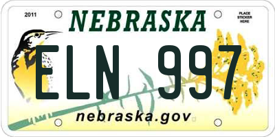 NE license plate ELN997