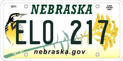 NE license plate ELO217