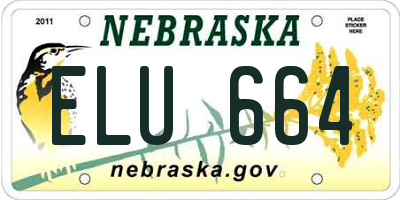 NE license plate ELU664