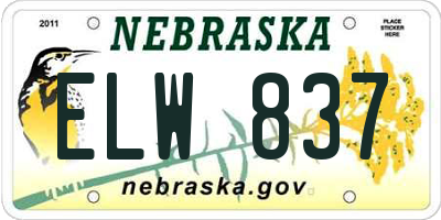 NE license plate ELW837