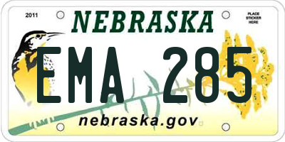 NE license plate EMA285