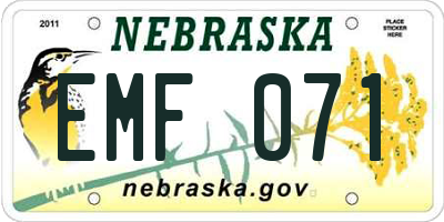 NE license plate EMF071