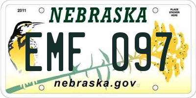 NE license plate EMF097