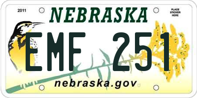 NE license plate EMF251