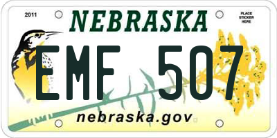 NE license plate EMF507