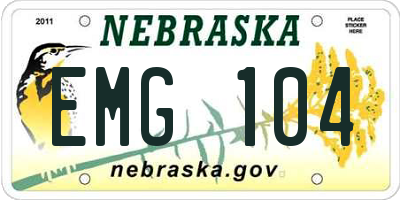 NE license plate EMG104