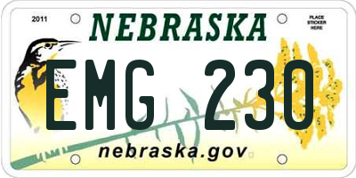 NE license plate EMG230