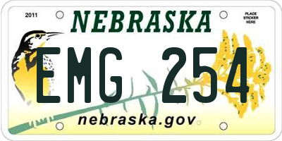 NE license plate EMG254