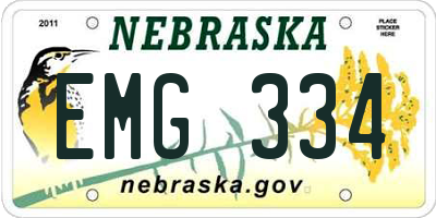 NE license plate EMG334